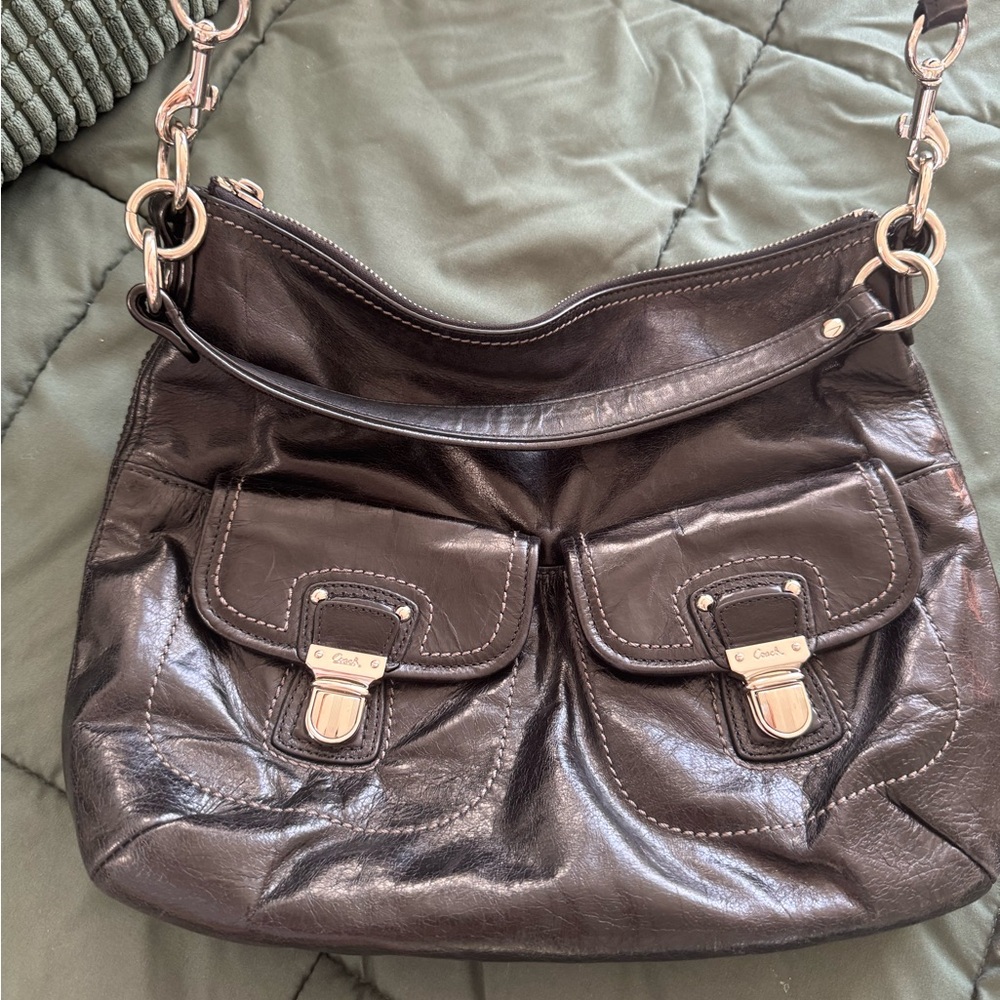 Coach Black Leather Shoulder Bag